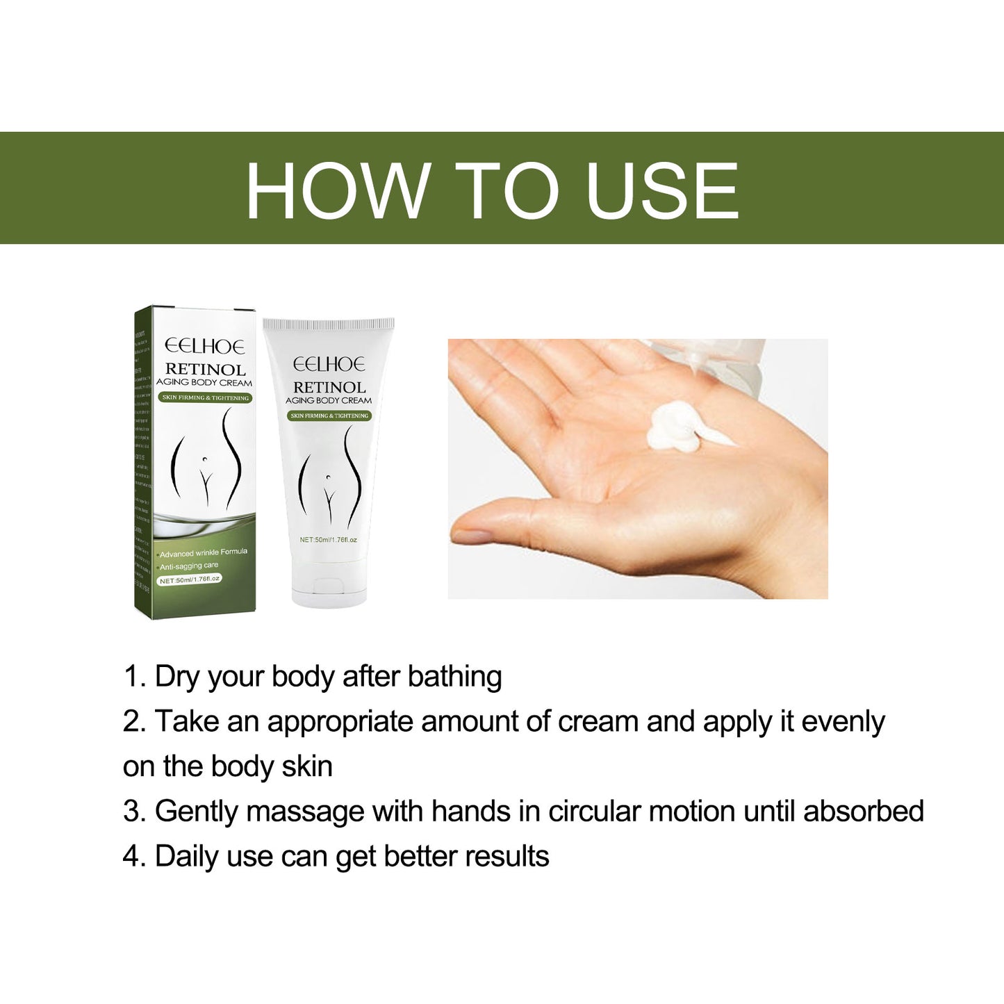 EELHOE Retinol Body Cream, Toning, Moisturizing, Brightening, Lightening Fine Lines
