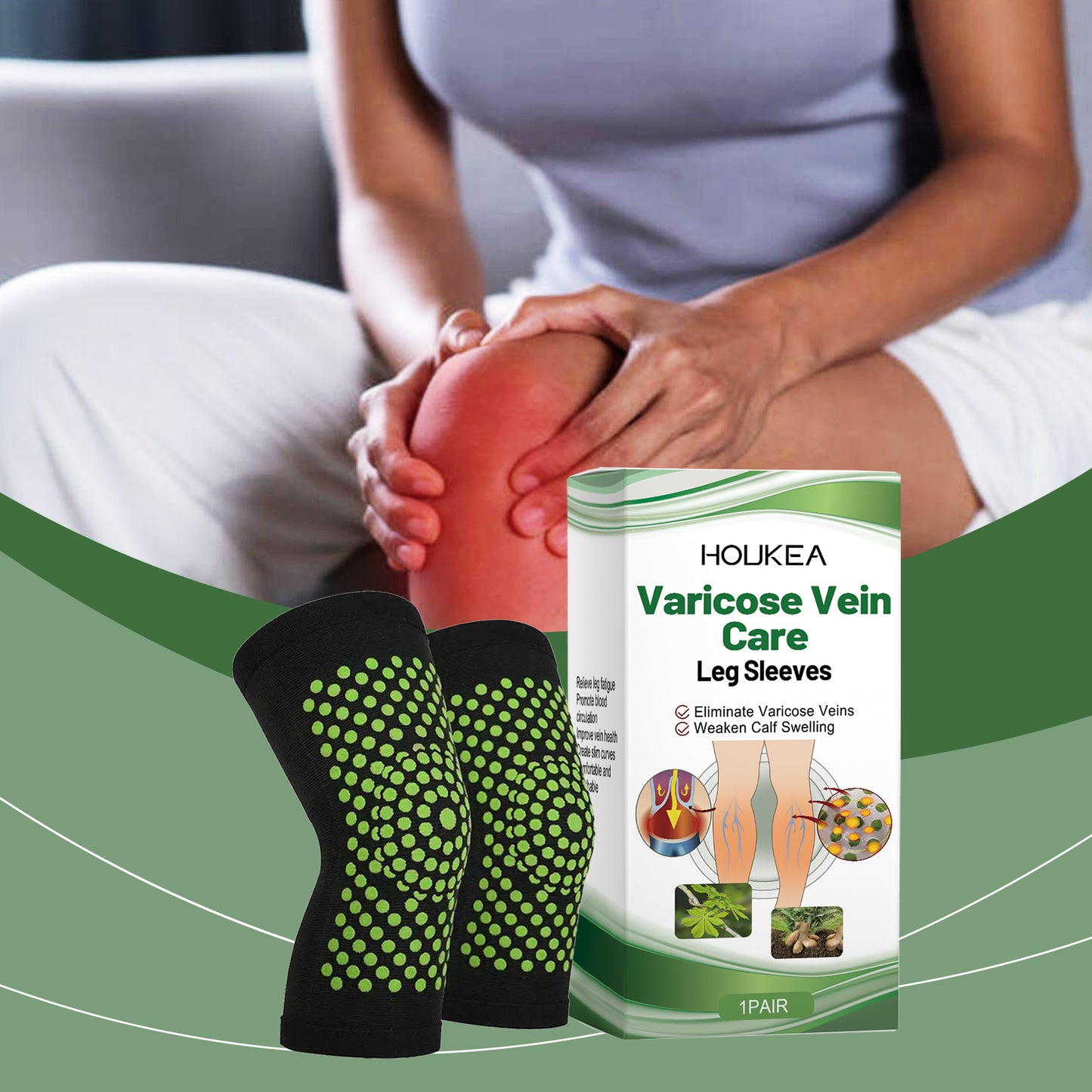 Houkea Body Care Leg Cover, Relieves Knee Discomfort, Leg Brace, Daily Massage Treatment
