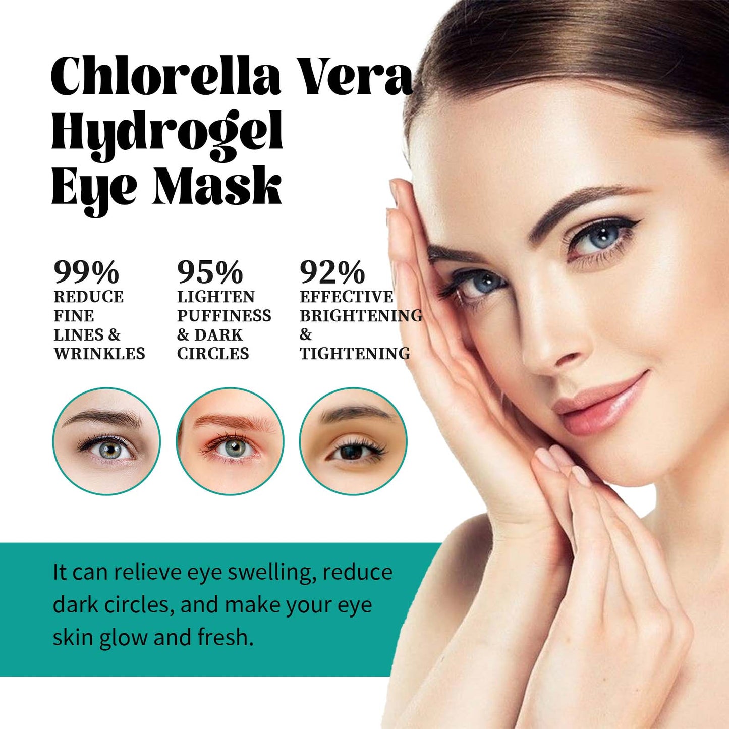Chlorella Vera Hydrogel Eye Mask, Moisturizing, Hydrating Eye Mask