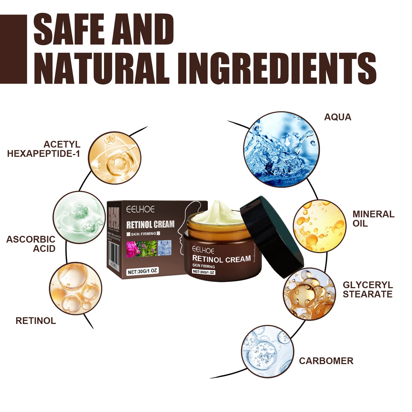 Retinol Cream, Anti-Aging, Firming, Brightening, Moisturizing Facial Skin Care Cream