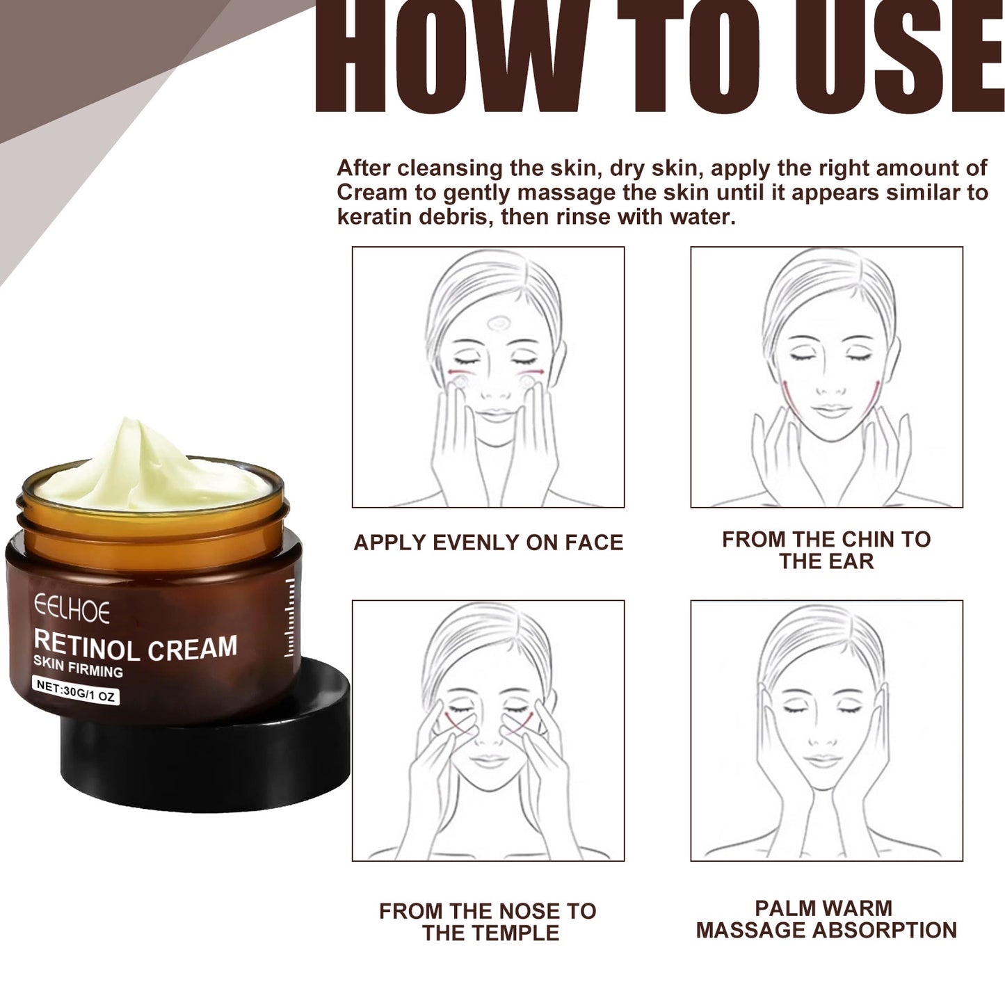 Retinol Cream, Anti-Aging, Firming, Brightening, Moisturizing Facial Skin Care Cream