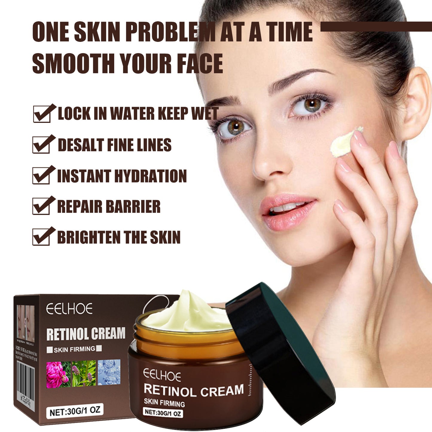 Retinol Cream, Anti-Aging, Firming, Brightening, Moisturizing Facial Skin Care Cream