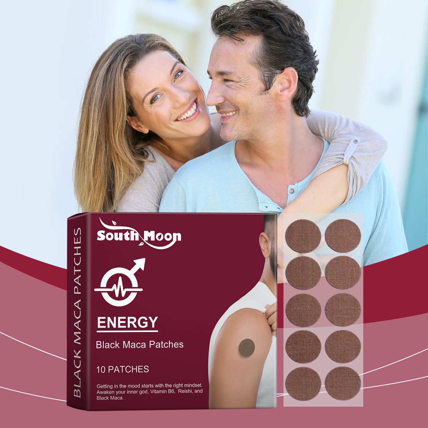 South Moon Herbal Energy Patch, Men's Energy Supplement Patch Improves Vitality and Performance
