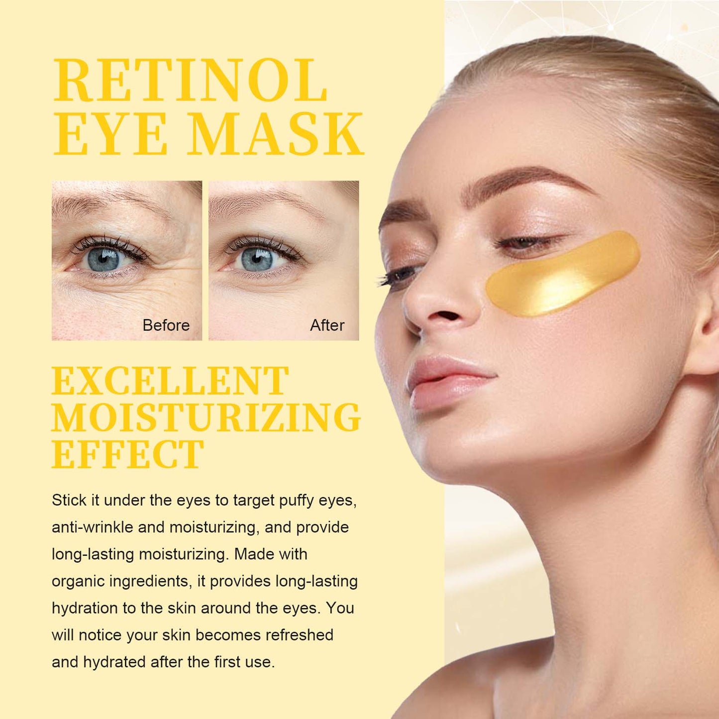 Retinol Eye Mask, Collagen, Aloe Vera, Moisturizing, Anti Wrinkle and Firming